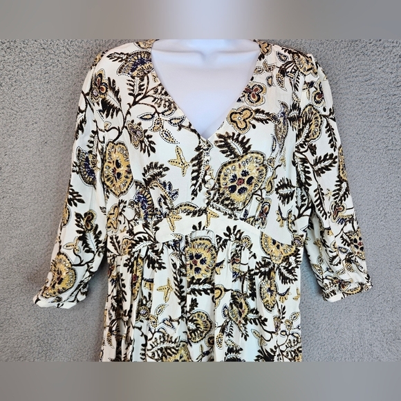 Ba&sh Womens Robe Volver Mini Dress sz S Trendy Bohemian Style Print Gorgeous - Picture 4 of 14